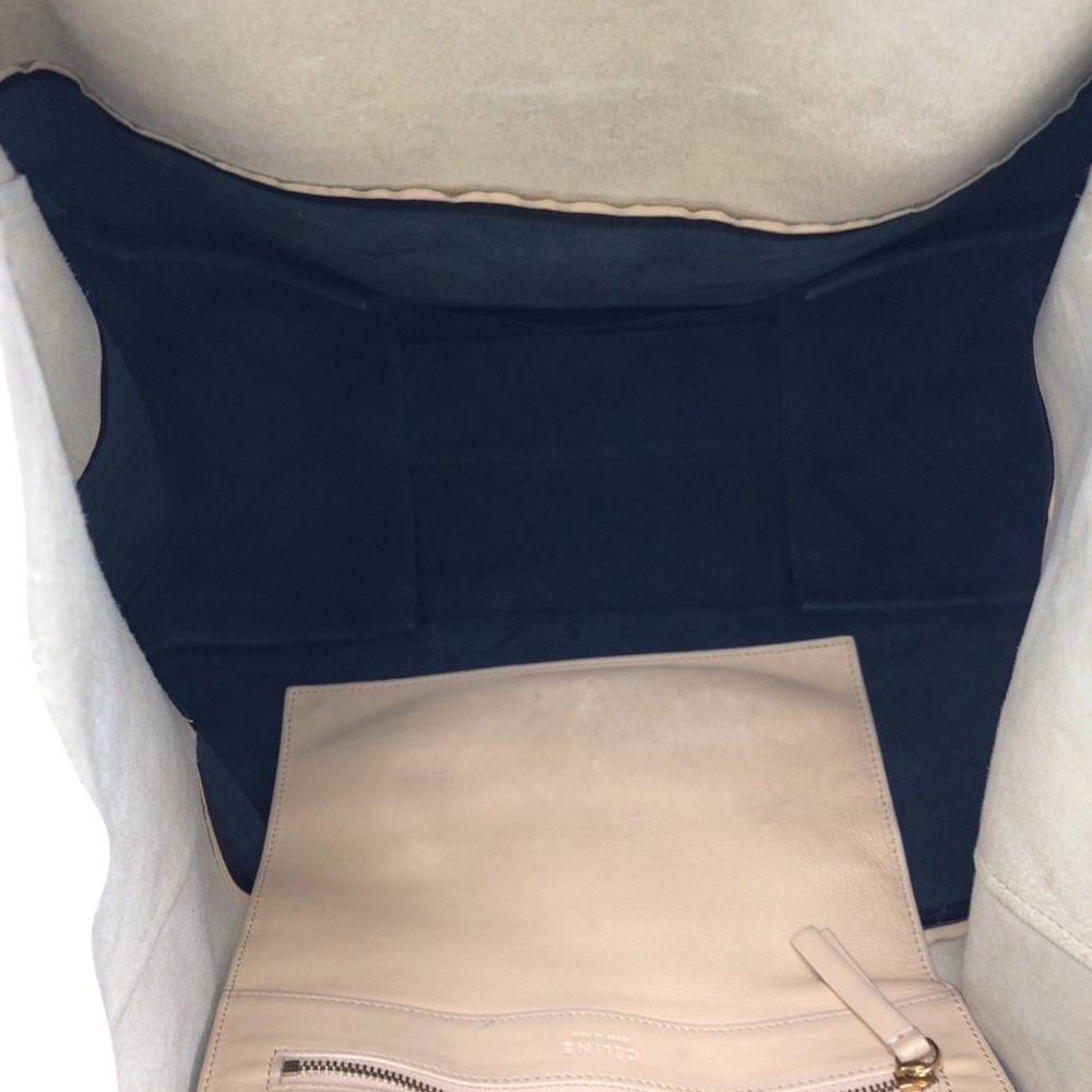 CELINE Horizontal Cabas Bicolor Beige Black Gold Hardware Leather Tote Bag Sh... - Picture 9 of 10